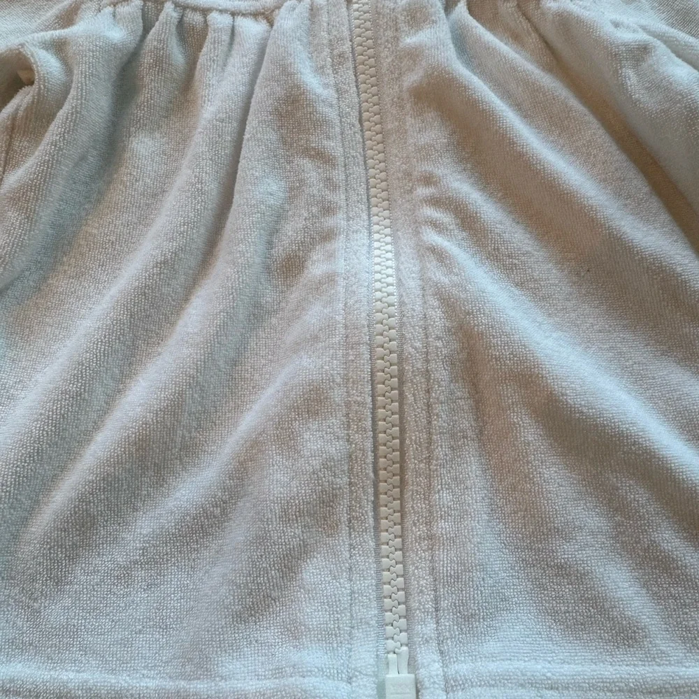 Old Navy Baby Girl swim coverup White Hooded Zip-Up Jacket Size 0-3 Months - Picture 4 of 6